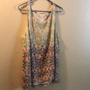 Long dress tank blouse with zipper back.